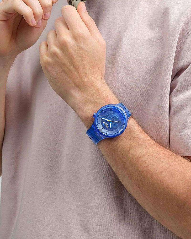 SWATCH Big Bold Colors Of Joy Blue Biosourced Bracelet SB05N116