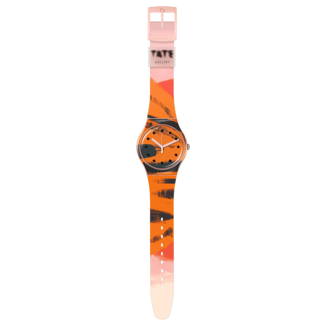 SUOZ362 SWATCH BARNS-GRAHAM'S ORANGE AND RED ON PINK